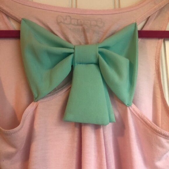 Japan LA My Melody Pink Tank Top Shirt Teal Bow Ice Cream Cone Small - Picture 3 of 11